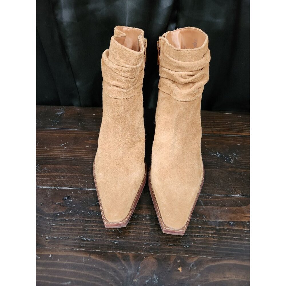 NEW Vince Camuto Nerlinji Cognac Tan Suede Slouch Ankle Boots/Sz. 9.5M - Picture 4 of 9